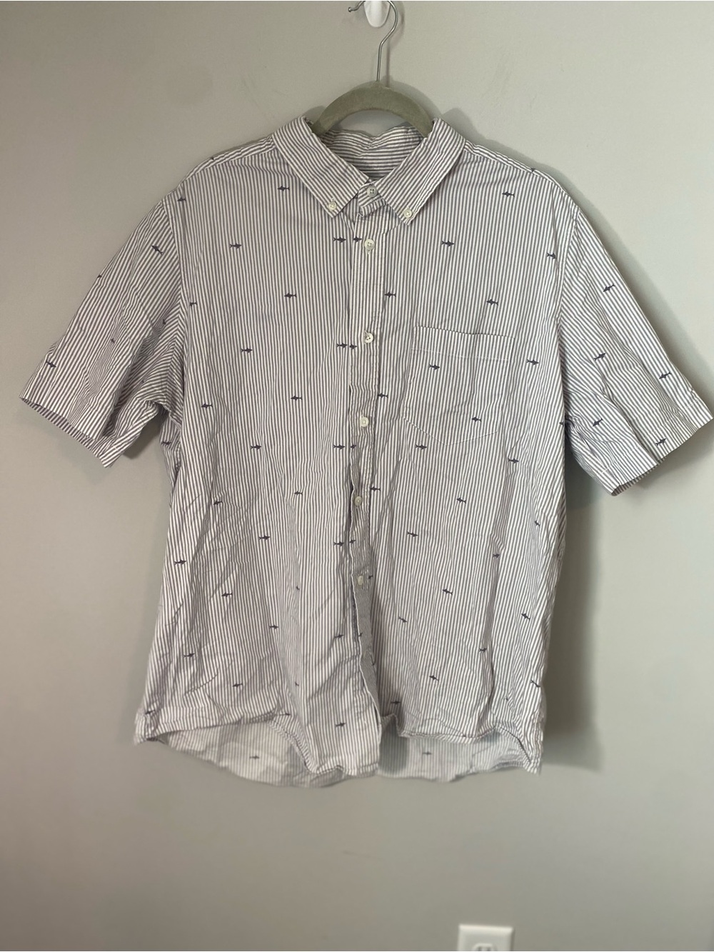 George Men's Short-Sleeve Button-Down Shirt - Blue & White Stripes